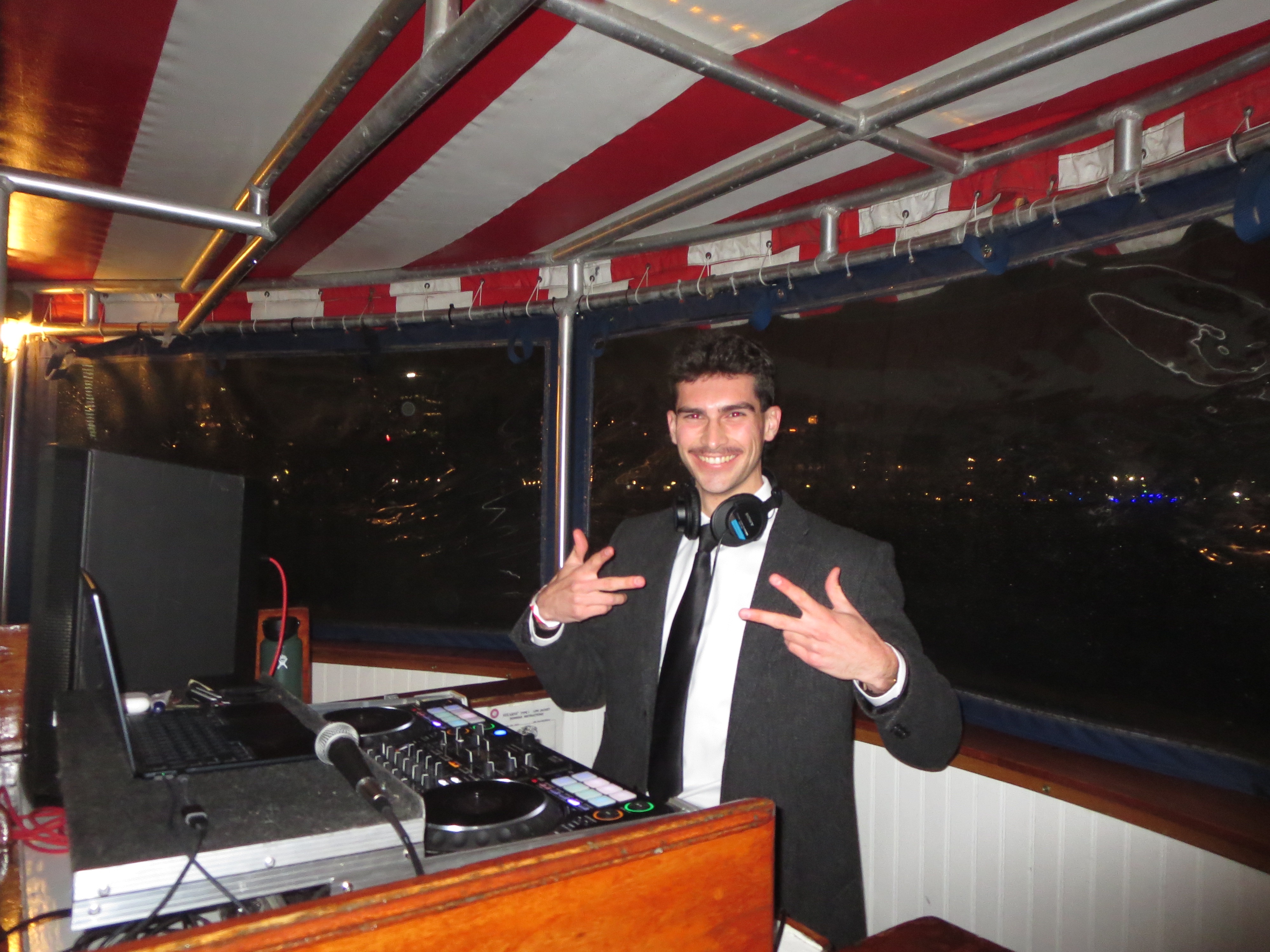 DJing a private event on a boat on the Charles River